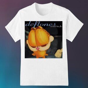 Garfield Deftones Around the Fur T-Shirt Funny Band Album Parody Tee Nu-Metal
